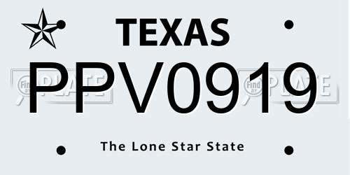 PPV0919 Texas License Plate