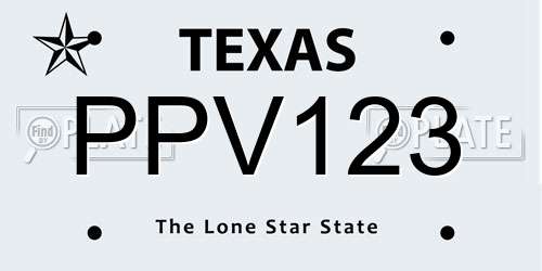 PPV123 Texas License Plate