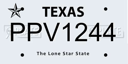 PPV1244 Texas License Plate