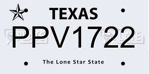 PPV1722 Texas License Plate