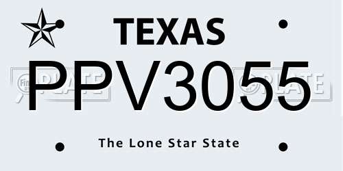 PPV3055 Texas License Plate