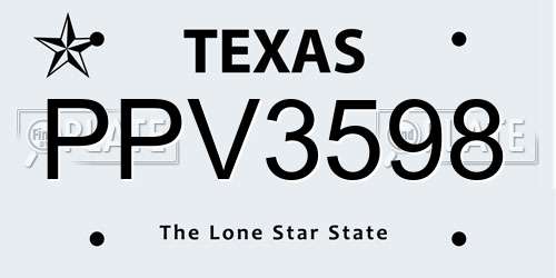PPV3598 Texas License Plate