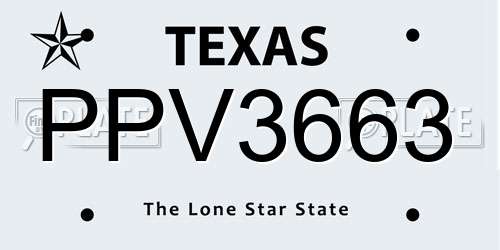 PPV3663 Texas License Plate