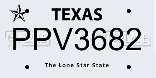 PPV3682 Texas License Plate