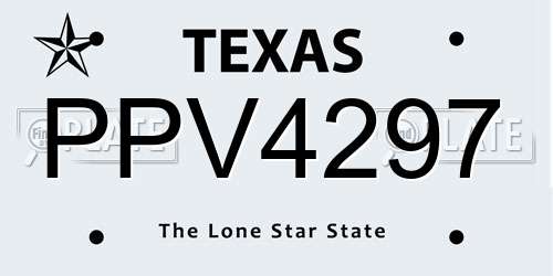 PPV4297 Texas License Plate