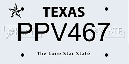 PPV467 Texas License Plate