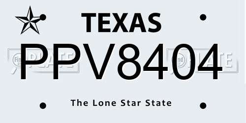 PPV8404 Texas License Plate