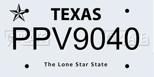 PPV9040 Texas License Plate