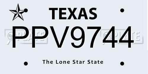 PPV9744 Texas License Plate