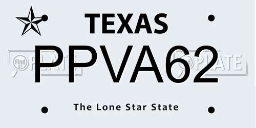 PPVA62 Texas License Plate