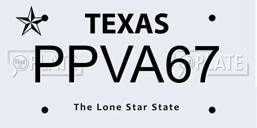 PPVA67 Texas License Plate
