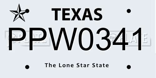 PPW0341 Texas License Plate