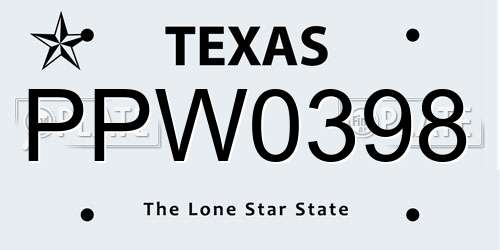 PPW0398 Texas License Plate
