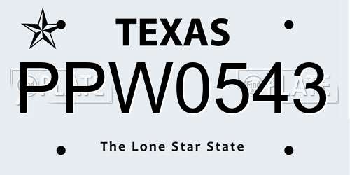 PPW0543 Texas License Plate