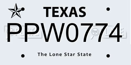PPW0774 Texas License Plate