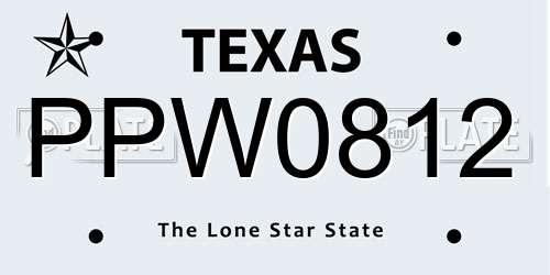 PPW0812 Texas License Plate