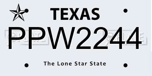 PPW2244 Texas License Plate