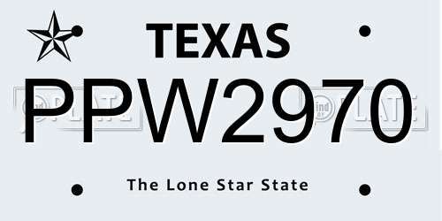 PPW2970 Texas License Plate