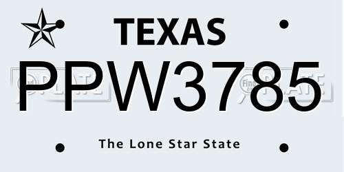 PPW3785 Texas License Plate