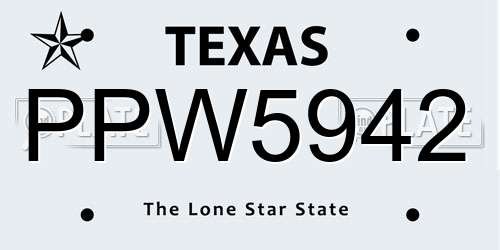 PPW5942 Texas License Plate