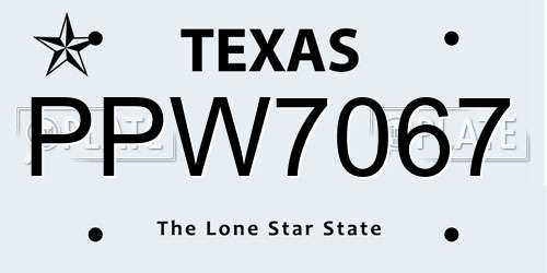 PPW7067 Texas License Plate