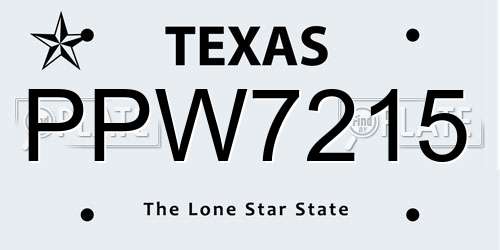PPW7215 Texas License Plate