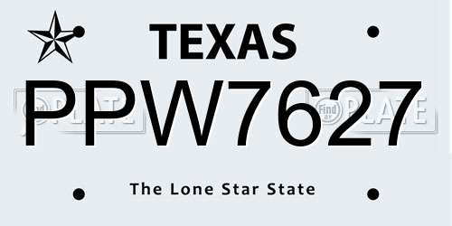 PPW7627 Texas License Plate
