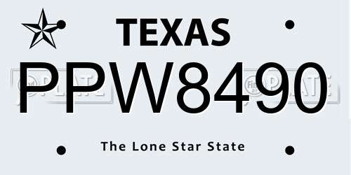PPW8490 Texas License Plate