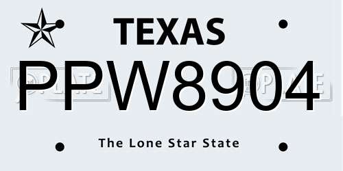 PPW8904 Texas License Plate