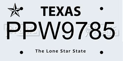 PPW9785 Texas License Plate