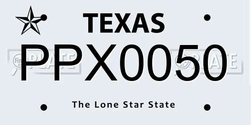 PPX0050 Texas License Plate