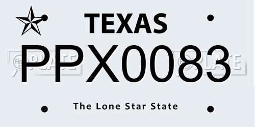 PPX0083 Texas License Plate