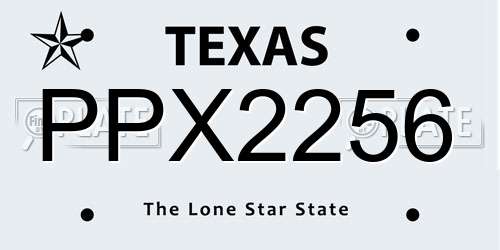 PPX2256 Texas License Plate