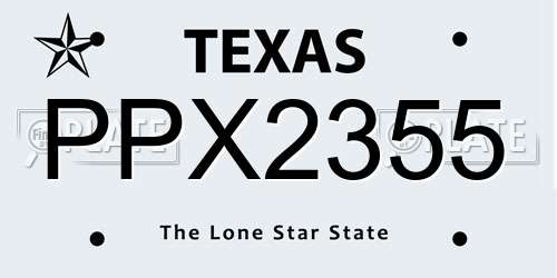 PPX2355 Texas License Plate