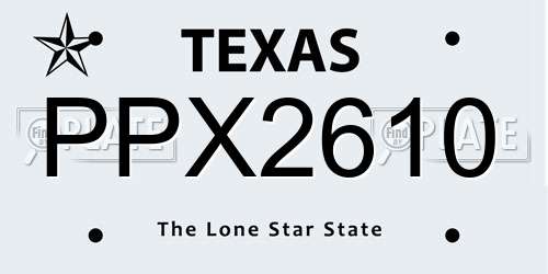 PPX2610 Texas License Plate