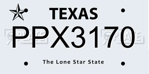 PPX3170 Texas License Plate