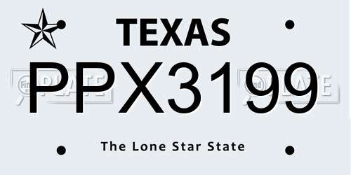 PPX3199 Texas License Plate