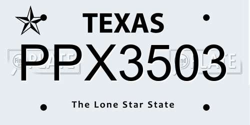 PPX3503 Texas License Plate