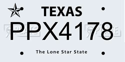 PPX4178 Texas License Plate