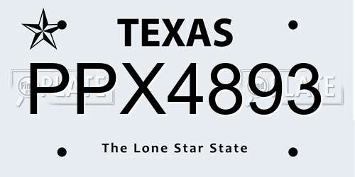 PPX4893 Texas License Plate