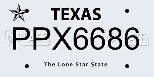 PPX6686 Texas License Plate