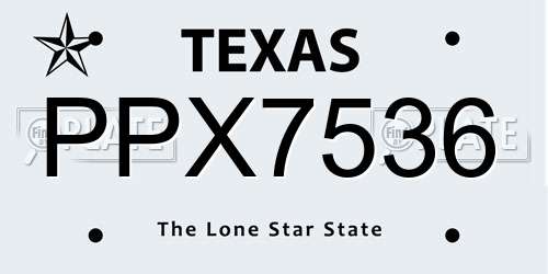 PPX7536 Texas License Plate