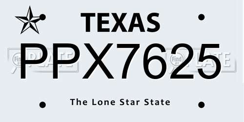 PPX7625 Texas License Plate