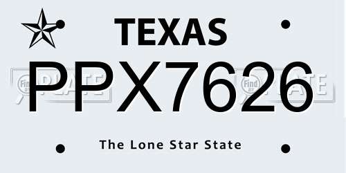 PPX7626 Texas License Plate