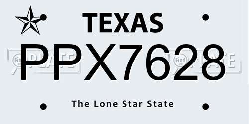 PPX7628 Texas License Plate