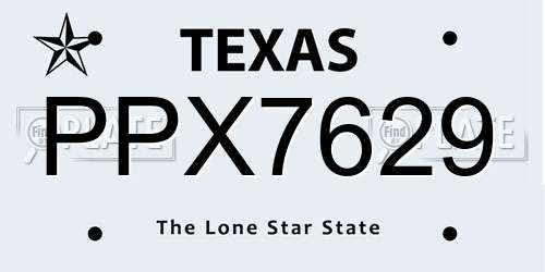 PPX7629 Texas License Plate