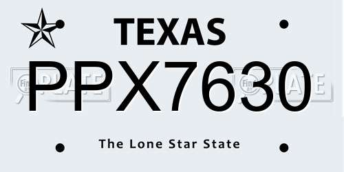 PPX7630 Texas License Plate