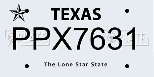 PPX7631 Texas License Plate