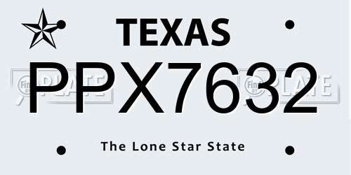 PPX7632 Texas License Plate
