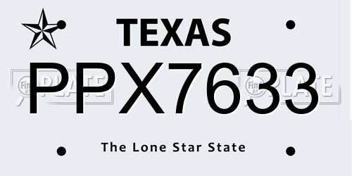 PPX7633 Texas License Plate